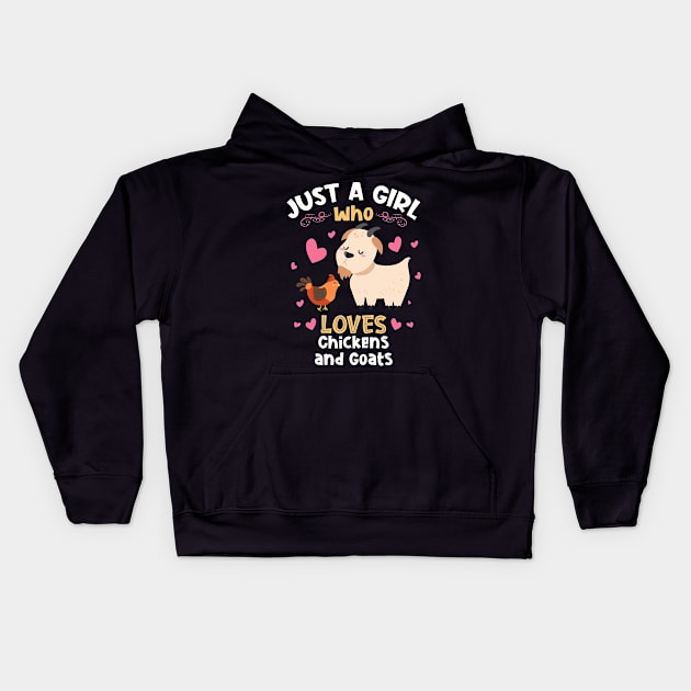 Just a Girl who Loves Chickens Goats Kids Hoodie by aneisha